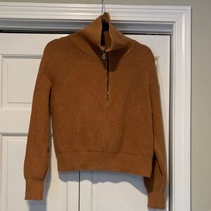 Open Edit Brown Half-Zip Sweater